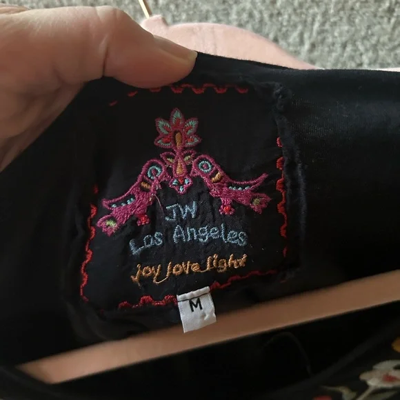 Johnny Was Embroidered Black Floral Top - Picture 3 of 6